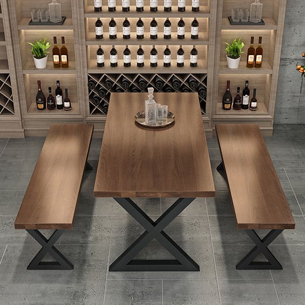 Industrial  1/3/4/5 Pieces Dining Set Rectangle Pine Wood Dining Table for Dining Room