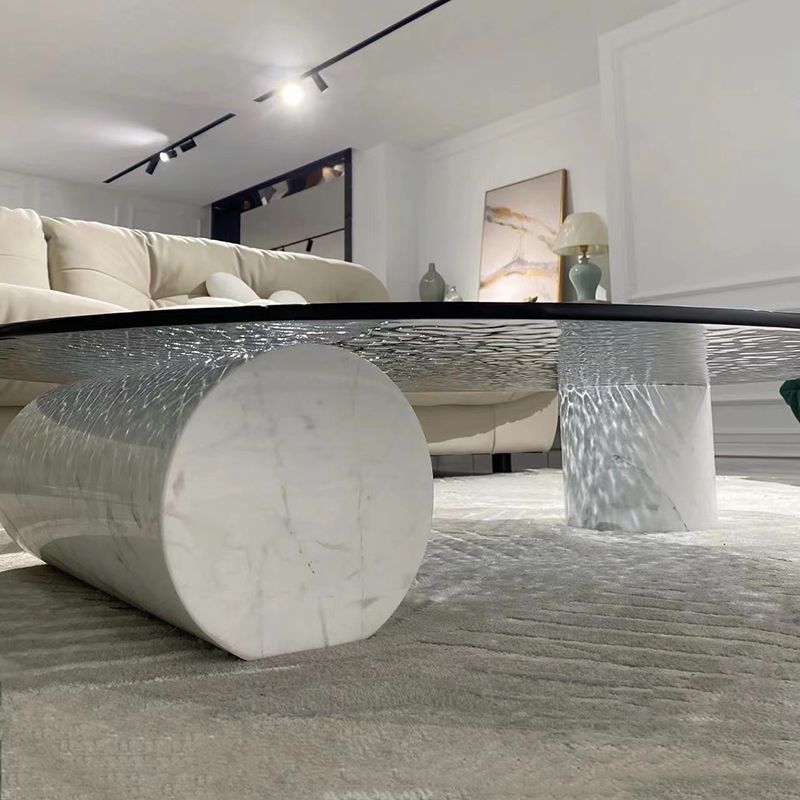 Glass Top Coffee Cocktail Table Abstract Coffee or End Table