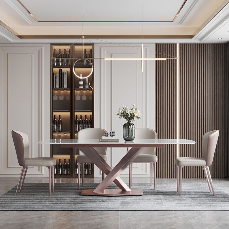 Luxury 1/4/5/6/7 Pièces Ensemble de dinet avec table rectangle et chaises arrière solides meubles