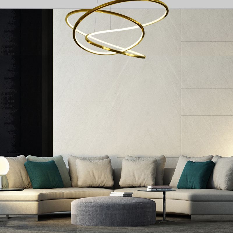 Modern Cycle Chandelier Stainless Steel Pendant Ceiling Lights with Adjustable Hanging Cord for Living Room