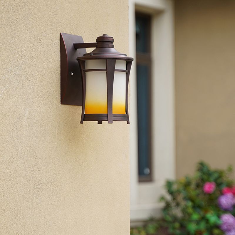 Half Cylinder Shape Glass Wall Lighting Industrial 1 Light Wall Mounted Light in Brown