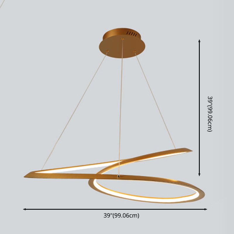 Modern LED Pendant Light Fixture Twisted Suspended Lighting Fixture with Acrylic Shade