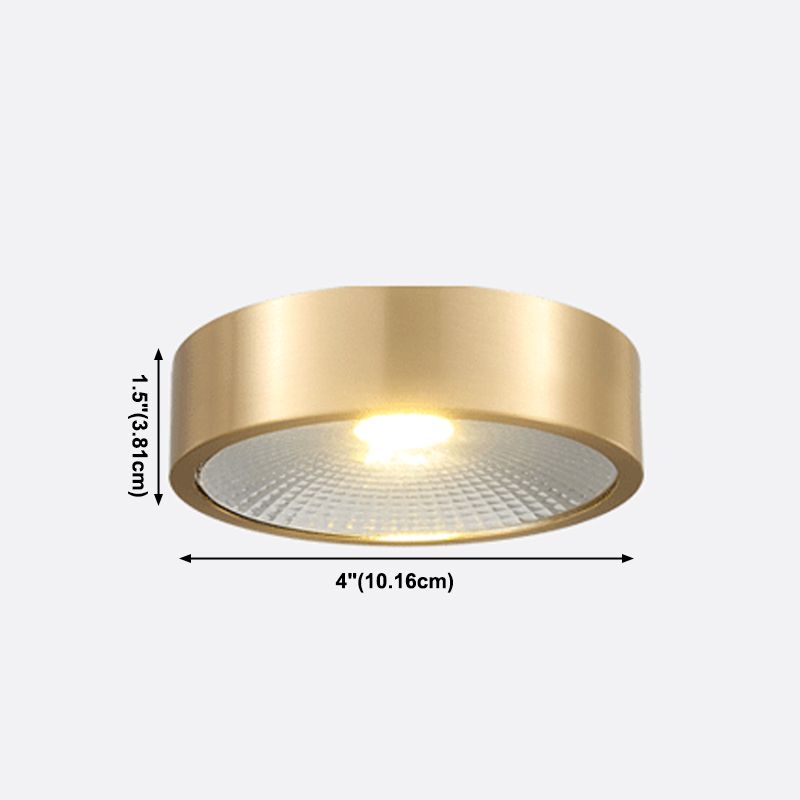 Modern Concise LED Ceiling Lamp Copper Cylindrical Shape Flush Mount for Porch Balcony