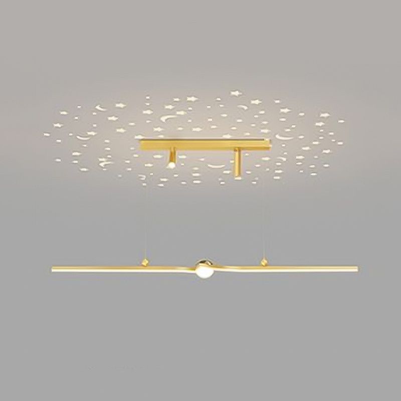 Modern Aluminum Chandelier Lamp Linear LED Island Pendant for Dining Room