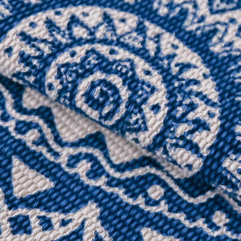 Round Tribal Print Carpet Cotton Persian Indoor Rug Non-Slip Backing Area Rug for Living Room
