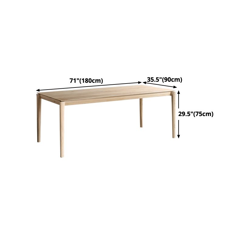 Rectangle Wood Color Dining Table Ashwood Solid Wood Table Modern with 4 Legs