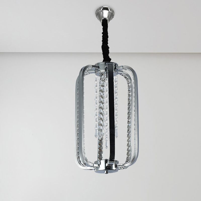 Lámpara colgante de cilindro minimalista Cristal 8 "/16" Lámpara de techo de dormitorio LED de ancho en plata para dormitorio
