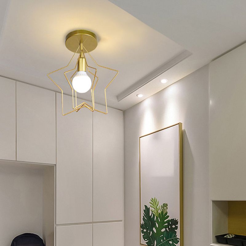 Metal Geometric Shape Flush Mount Light Industrial 1 Light Flush Mount Ceiling Fixture