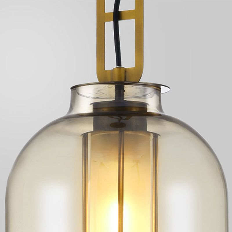 Contemporary Glass Pendant Light 1 Light Cognac Down Lighting for Bedroom