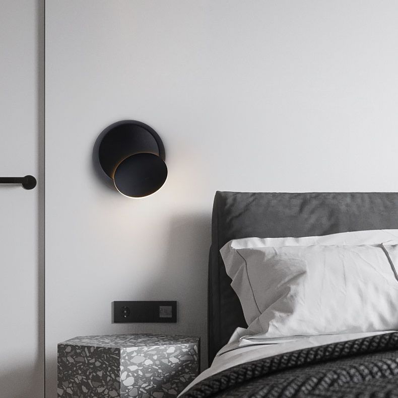 New Modern Aluminum 1-Light Wall Mount Lamp Adjustable Round Wall Sconce for Bedroom