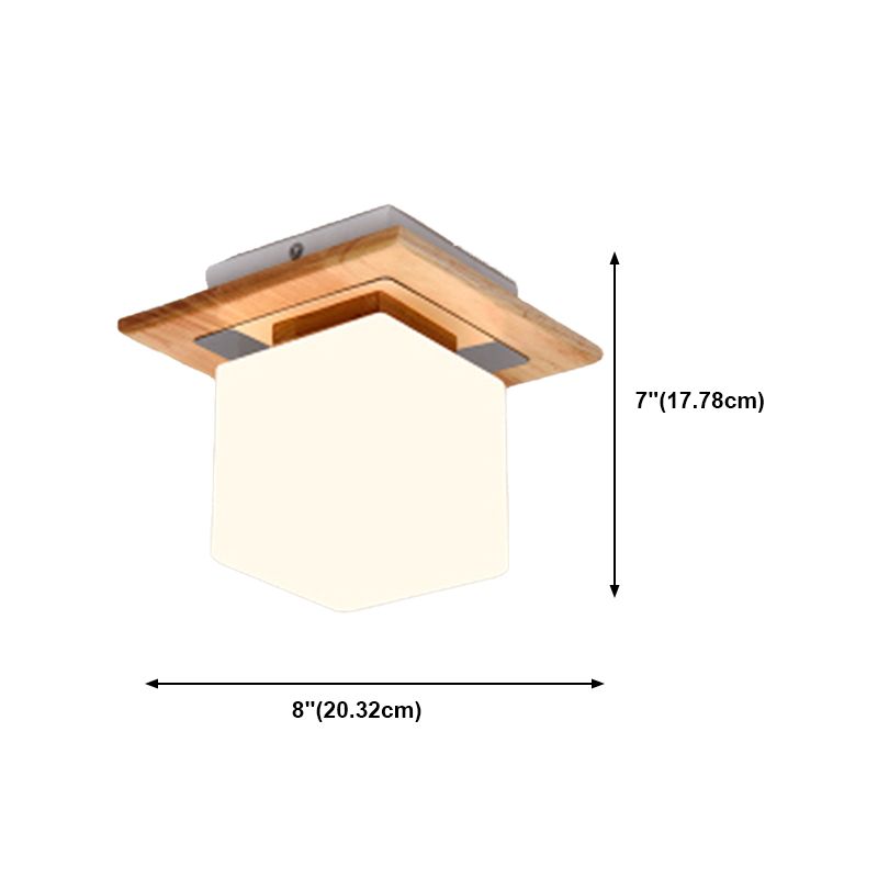 Modern Wooden Ceiling Light Glass Shade Flush Mount Light for Living Room