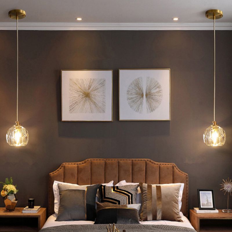 Geschnitzte kristallförmige Decke Anhänger moderne Goldhängerlampe für Esszimmer