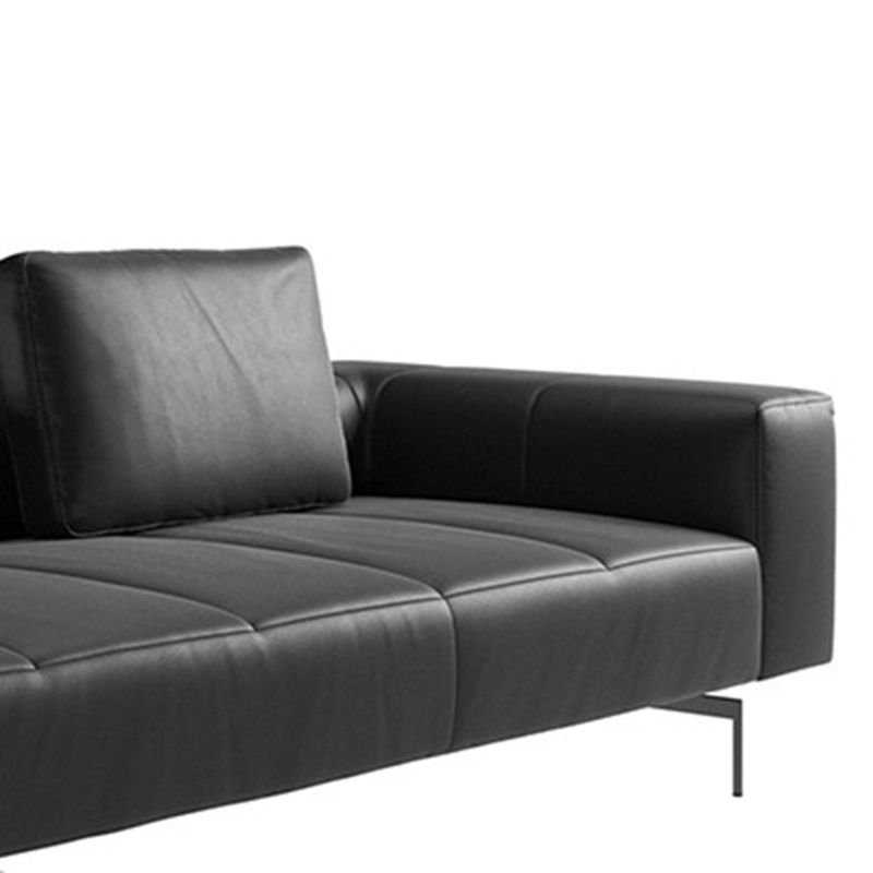 Glam Upholstered Leather Chaise Lounge Couch Metal Chaise Lounge Chair