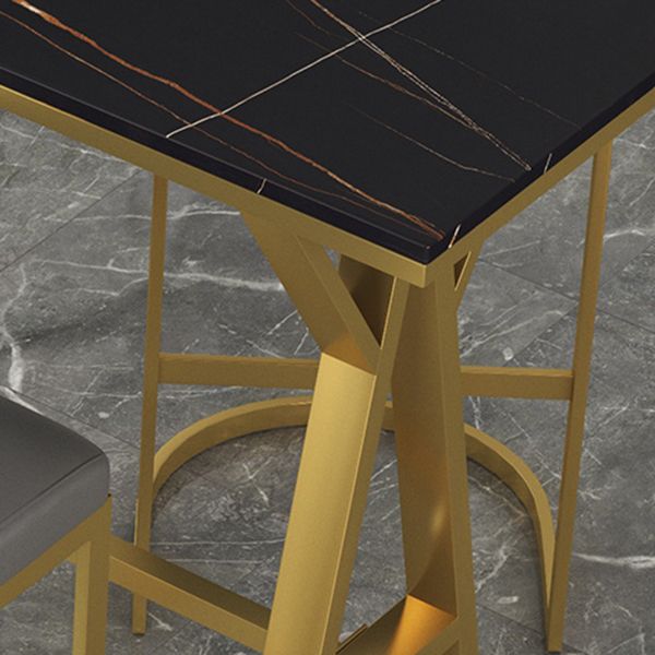 Industrial Rectangle Bar Table Metal Base Bar Height Table for Living Room