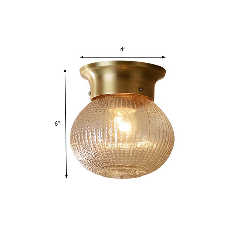 Gold Spherical Flush Mount Modern 1 Light Prismatic Glass Flush Ceiling Light Fixture