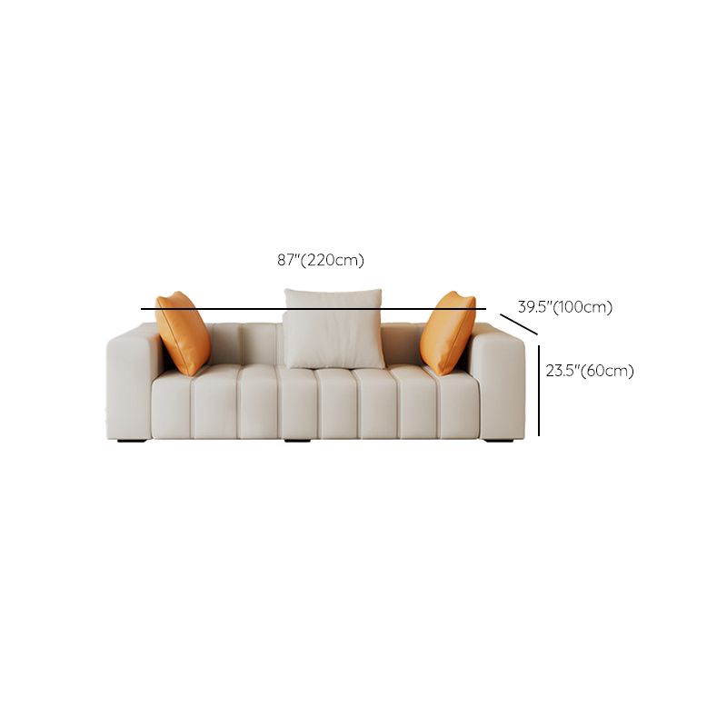 Contemporary White Sectional Sofa with Square Arms and Channel Back