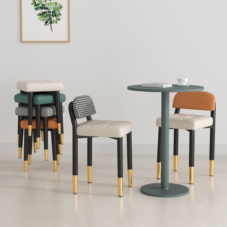 Modern Armless Backrest Cushion Chair with Metal Legs for Dining Room