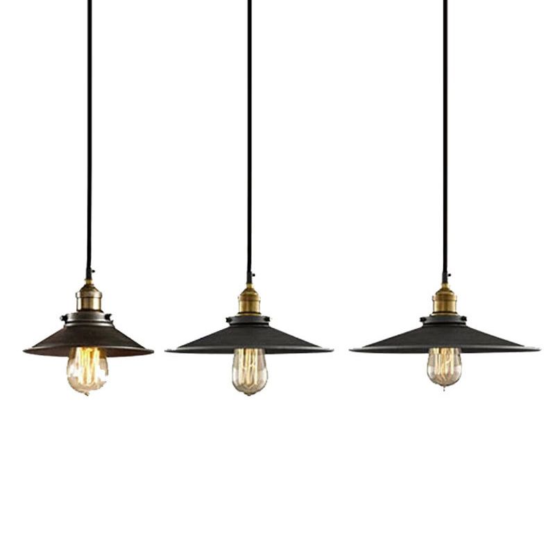 Black Conical Pendant Lamp Industrial Metal 1-Bulb Bistro Suspended Lighting Fixture
