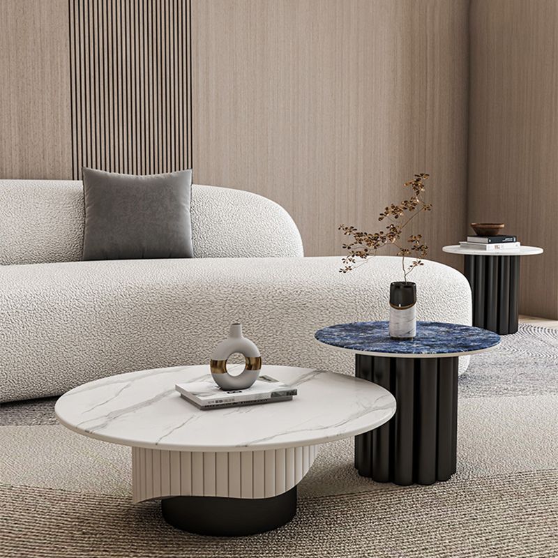 Slate Pedestal Coffee Table Round Modern Minimalist Coffee Table