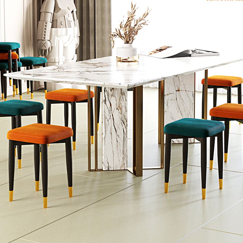 Contemporary Tear Resistant Ottaman Square Orange Velvet Standard