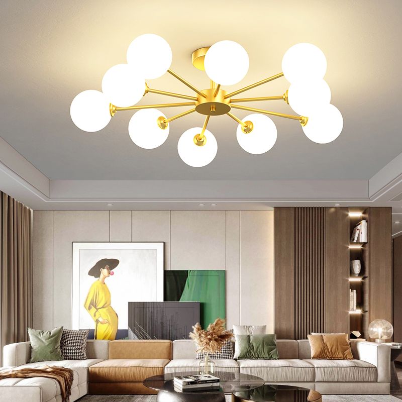 Plafonnier moderne au plafond à chasse d'eau avec une teinte en verre pour la chambre à coucher du salon