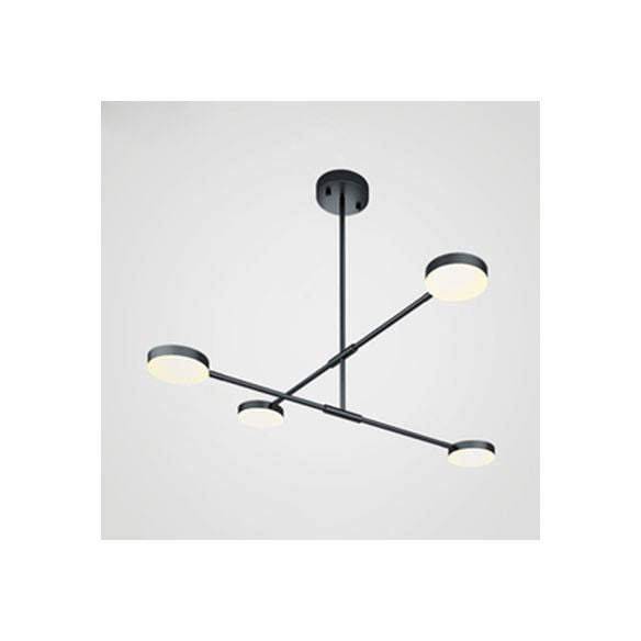 Semplice lampadario lineare elegante con tonalità tamburo acrilico 2/4 luci a LED Luce sospesa per soggiorno per soggiorno