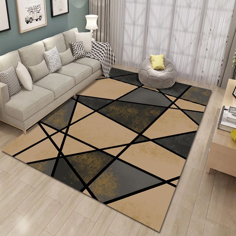 Funky Geometric Design Rectangle Rug Creative Contemporary Polyester Rug Friendly Washable Area Carpet for Living Room