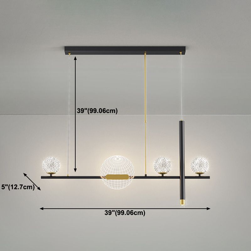 Minimalist 5-Light Island Pendant Globe Shade Acrylic Hanging Light for Dining Room