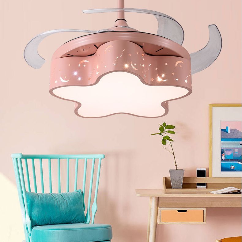 Lovely Color Ceiling Fan Light Fixture Modern LED Ceiling Flush Mount for Kids' Room