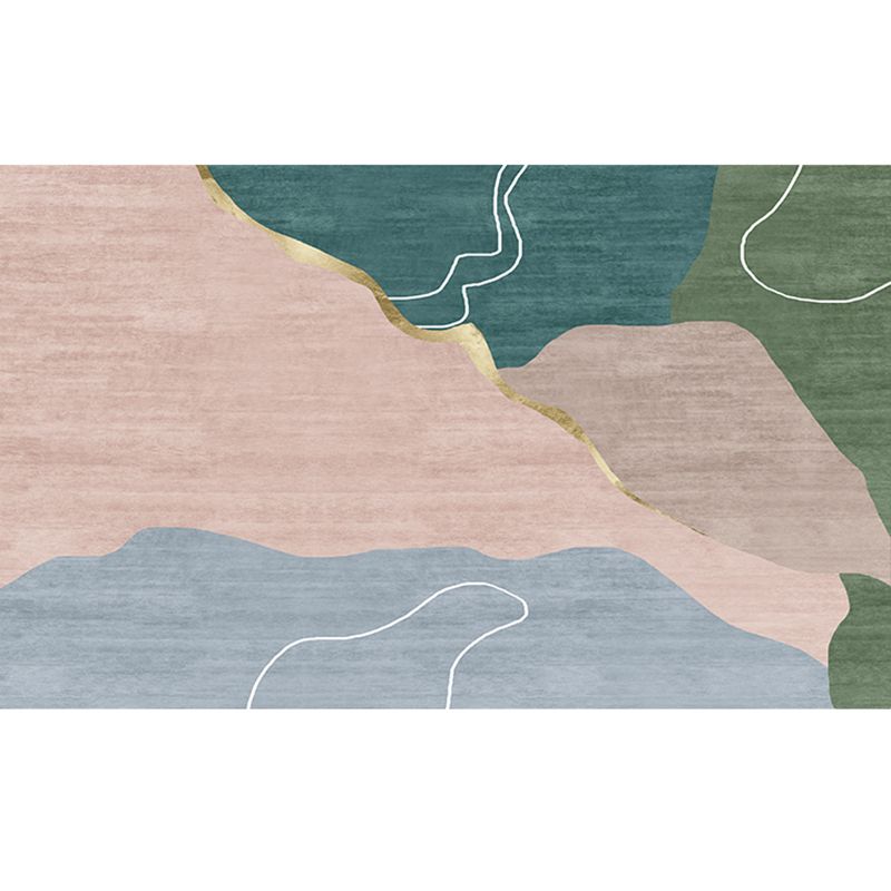 Multicolor Nordic Area Rug Polyester Color Block Rug Non-Slip Backing Indoor Rug for Living Room