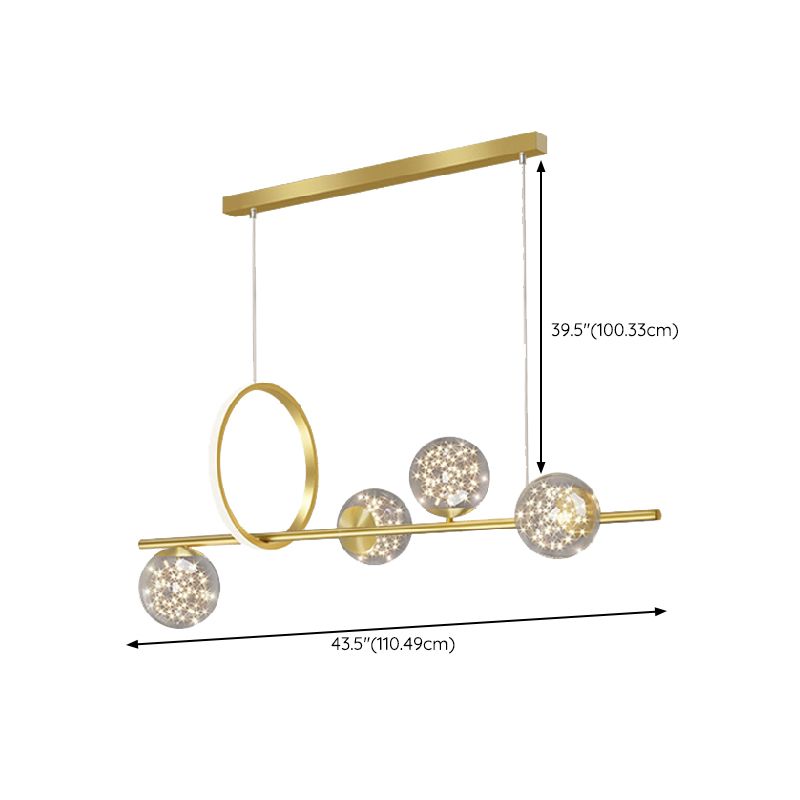 Polished Gold LED Ceiling Pendant Metal and Glass Kitchen Island Fixture