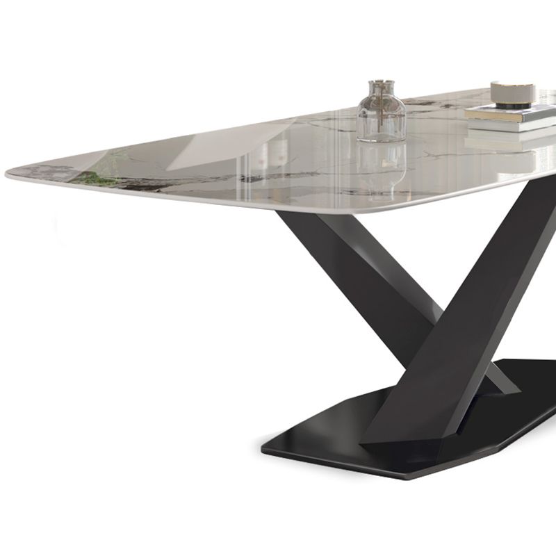 Rectangle Dining Set 1/5/7 Pcs Modern Sintered Stone Table and Wingback Chairs