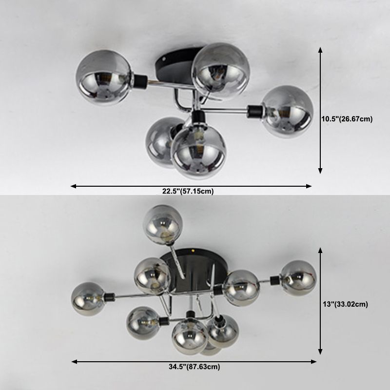 Forma de bola de vidrio al ras del techo de techo moderna luces múltiples iluminación de montaje al ras de color
