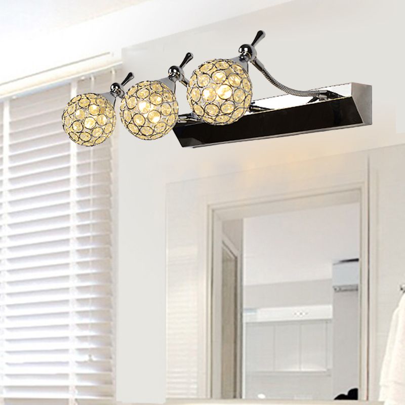 Orbit Wall Light Lobonce Modernist Stylish Clear Crystal 3/4 Lichter Schwarz Finish Eitelkeit Spiegel Licht, warm/weißes Licht