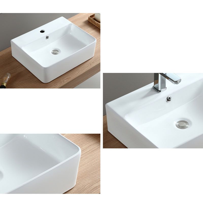 White Bathroom Sink Vessel Porcelain Bathroom Sink (Not Including Faucet)