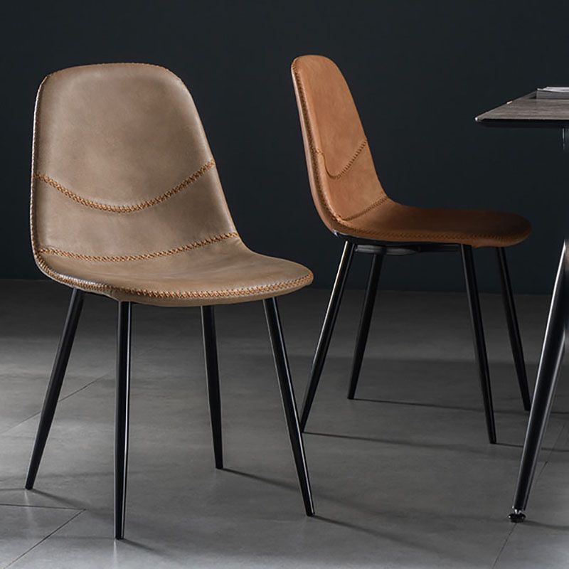 Silla de estilo moderno, silla sin brazos con patas de metal para cocina