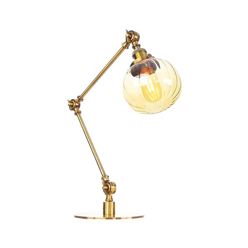 Éclairage de table globale en verre ambre / transparent vintage élégant 1 lampe de table finale noire / bronze claire pour chambre à coucher