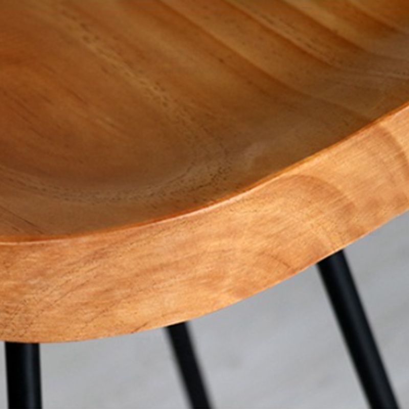 Contemporary Solid Wood Counter Stool Saddle Seat Bar Stool with Footrest