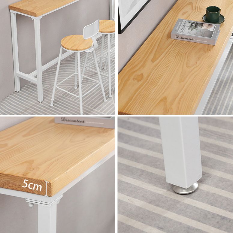 Industrial Rectangle Solid Wood Bar Table Set 1/5/9 Pieces Counter Table with High Stools