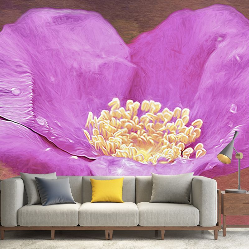 Rose Illustration Wall Covering for Living Room Flower Mural, Moisture-Resistant