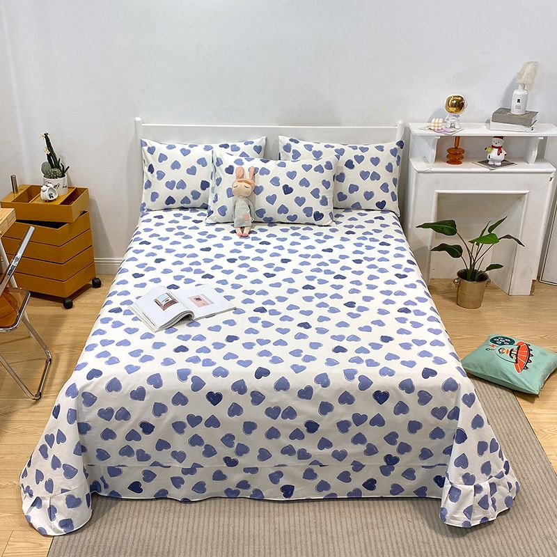 Floral Twill Bed Sheet Cotton Breathable Sheet Standard Deep Pocket Fitted Sheet