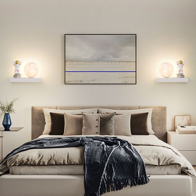 Modern Metal Wall Sconce Ball Shape Wall Light with PLA Shade for Bedroom