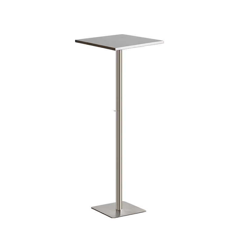 Industrial Pedestal Bar Table 43.3"H Metal Bistro Bar Desk in Silver