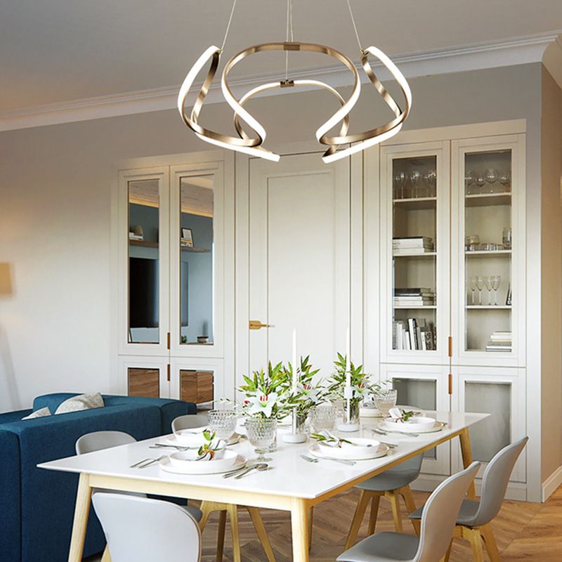 Lámpara de araña retorcida LED moderno de techo acrílico Luz para la sala de estar para la sala de estar dormitorio