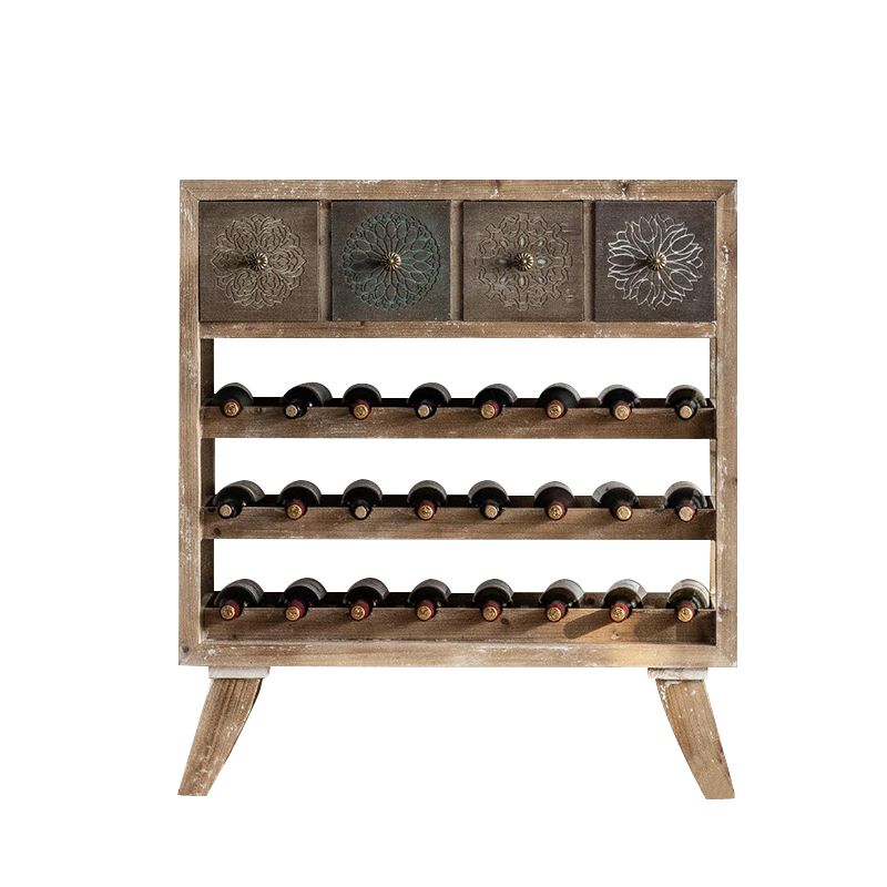 Modern Freestanding Solid Wood Wine Bottle Holder in Natural Wood