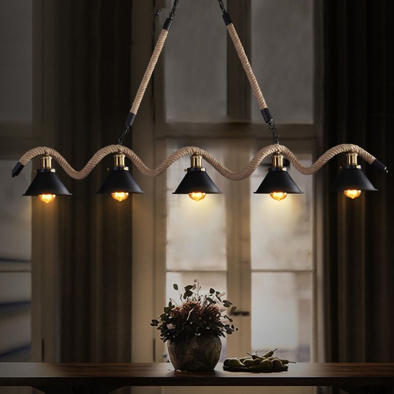 Industrial Hanging Ceiling Light Metal Pendant Lighting Fixtures in Black Finish