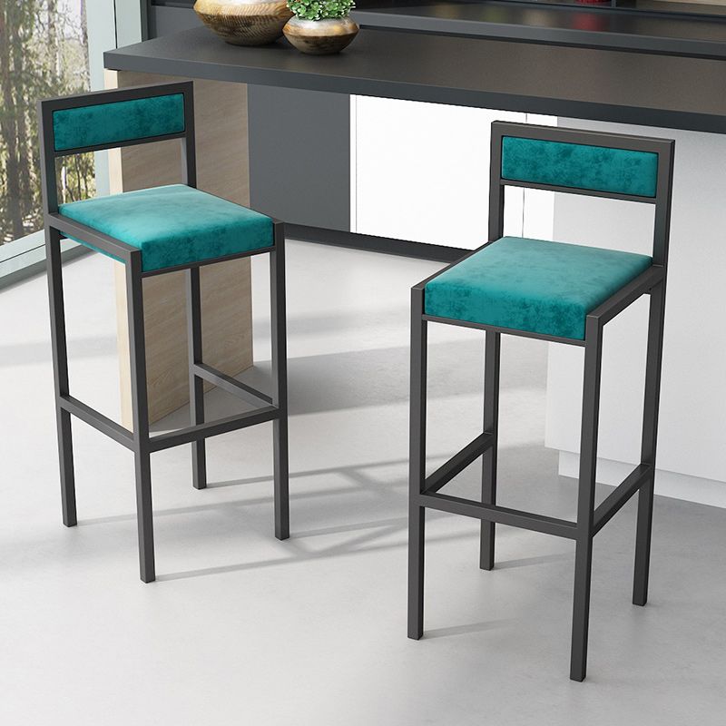 Modern Armless Backrest Counter Stool Iron Dining Room Bar Stool with Velvet Cushion