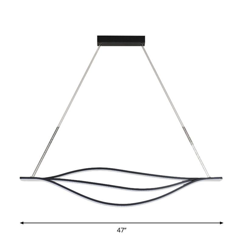 Metallic Leaf-Like Island Lighting Nordic LED Black Pendant Light Kit in Warm/White Light, 31.5"/39"/47" Wide
