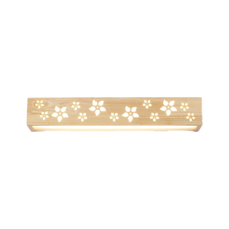 Nordic Wooden Vanity Light Rectangle Shape Vanity Lamp with Acrylic Shade for Bedroom