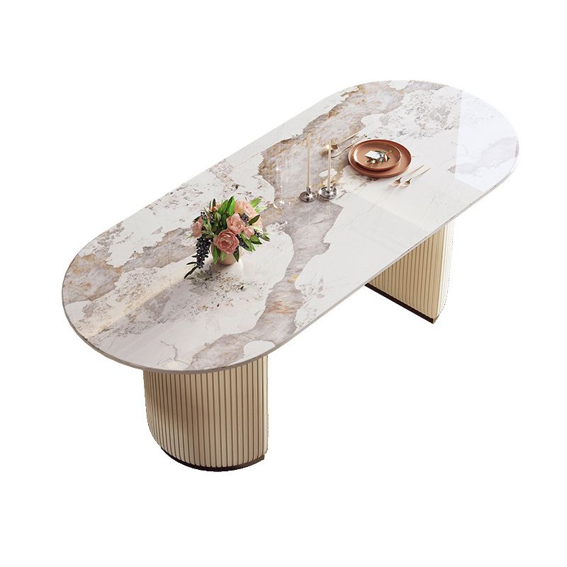 Oval Sintered Stone Dining Table Traditional Luxury Dining Table